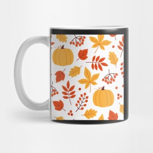 Autumn leaf, berry and pumpkin pattern Mug